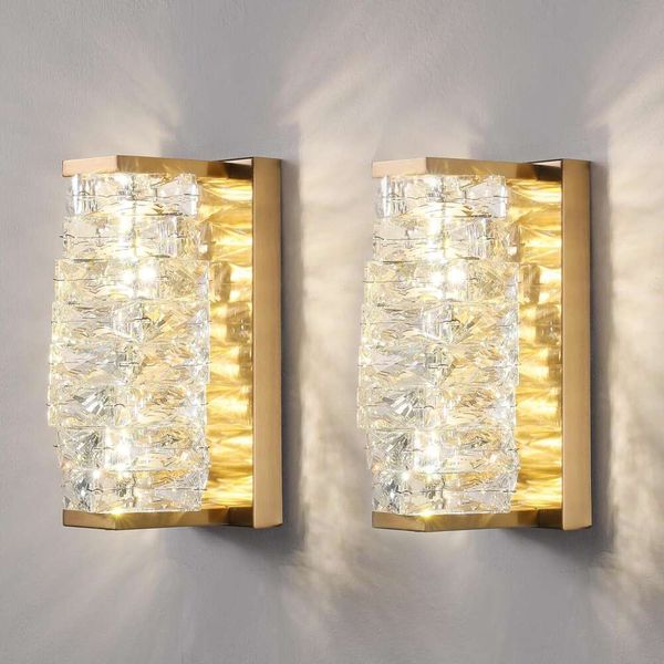 Set von 2 modernen goldenen LED -Wandleuchten - stilvolle Innenbeleuchtungskörper für Schlafzimmer, Wohnzimmer, Flur, Badezimmer Eitelkeit - Wandmontagelampen