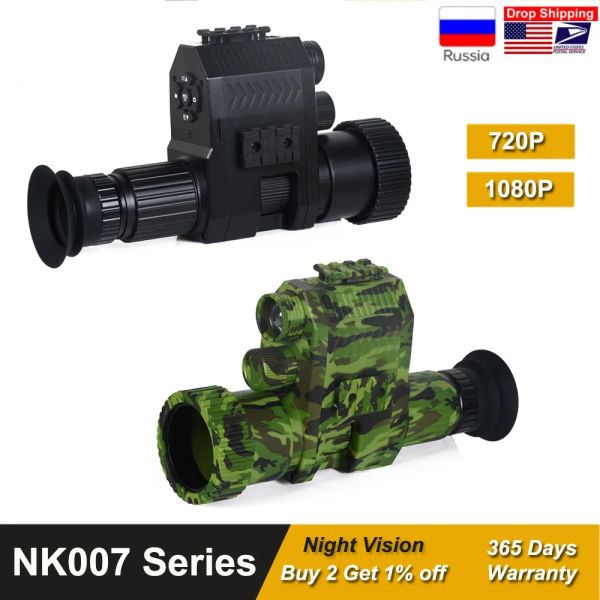 Telecamere NK007+ Hunting Camera Night Vision Scope IR Optics Sight 200400m Supporto a videocamera a infrarossi foto di registrazione video LED LASER IR