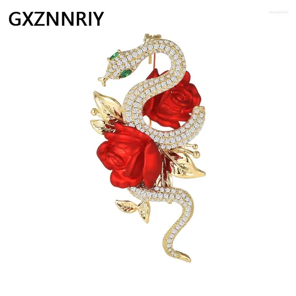 Spille Fashion Zircon Flower Snake for Women Accessori uomini Luxury Gold Colooch Party Woman Regalo per gioielli Broches