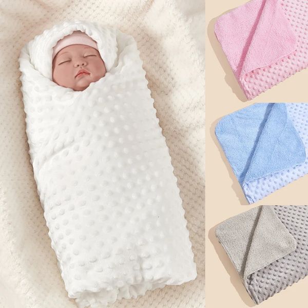 Minky Solid Color Crystal Velvet Bean Blanket Double Camada Super Soft Kids Swaddle Quilt 240417