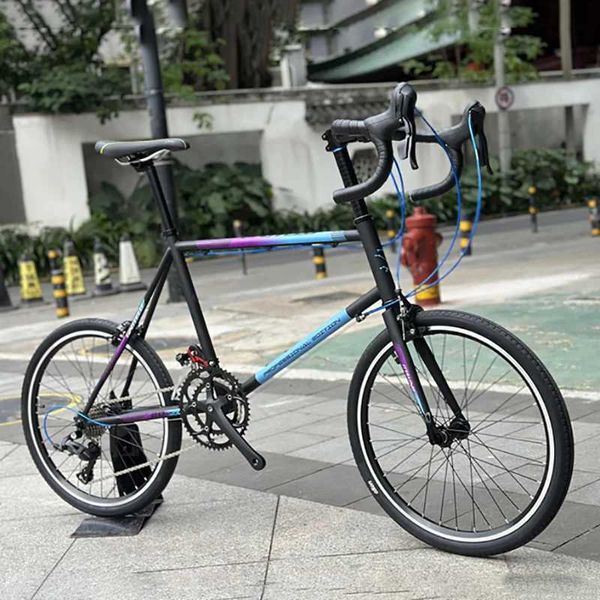 Bisikletler 20 inç yol bisiklet aluninum alaşım jant çelik çerçeve yarış bisikleti 16 vitesli kaset voad boncukları hub-fraklar 10.9kg y240423
