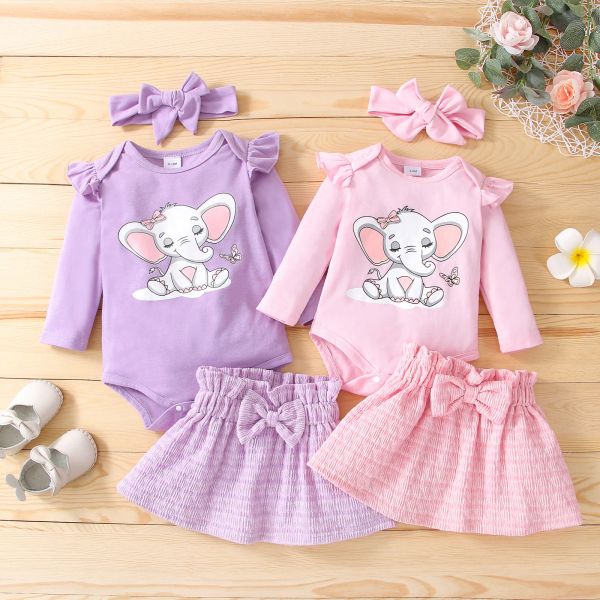 Set 3pc inverno autunno abiti da bambino neonato set elefante a fascia lunghe gancristallo a maglietta a maniche lunghe + abbigliamento 3 6 9 12 18 mesi