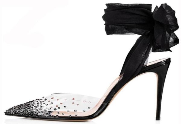 Сандалии женщины Stiletto Thin High Heel Laceup лента Сексуальное свадебное вечернее вечернее платье модное мяч.