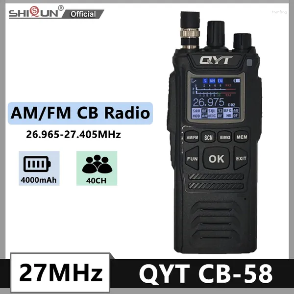 Walkie Talkie CB-58 27MHz Qyt CB Radio AM/FM 26.965-27.405MHz 40 Canais 4100mAh Citizen Band Radios Handheld Radios transceptor