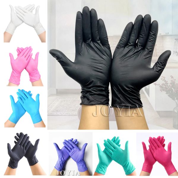 Tinten schwarze Einweg -Nitrilhandschuhe 20 50 100pcs Latexpulver frei klein mittelgroß