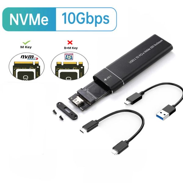 Gabinete M.2 Adaptador de gabinete SSD NVME 10GBPS USB C 3.1 GEN2 NVME CASO DE CLENTO EXTERNO NVME Reader para Samsung 980 970/ Intel/ Adata