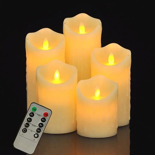 Velas sem chamas leves 1pcs LUZES LED com controle remoto do timer Bateria de vela de tremeling suave operação 240417