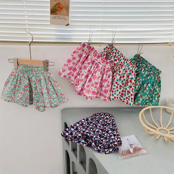 Shorts Baby Baby for Girls Casual Floral Kids Calça Infantil Roupas finas Roupas elásticas da cintura alta como saia doce