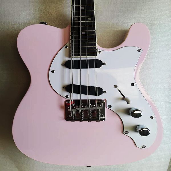 Высококачественная 8 струна Pink Electric Mandolin Electric Guitar 25 дюймов Mini Travel Guitars Factory настройка