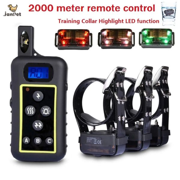 Collares Janpet Shock Collars for Dog Hunting Training Remote Control Remote 2000m Collar de treinamento de cães eletrônicos à prova d'água para todos os tamanhos cães