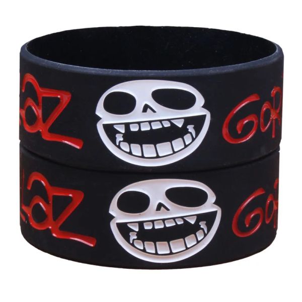 Strands 1pc Music Band Music Band Gorillaz Silicone Bracelet Hiphop Music Singer Wide Blac