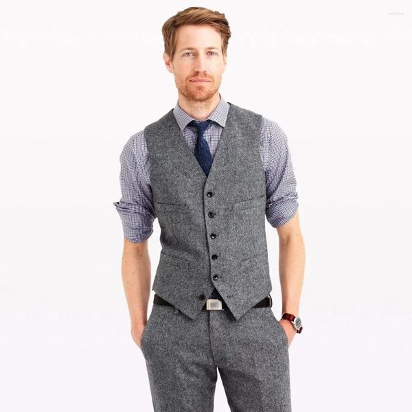 Abiti da uomo grigio tweed caldo tweed maschi abiti eleganti per un set di blazer da ballo da ballo a 2 pezzi personalizzati