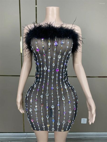 Bühnenverschleiß glitzernder Silber Strass Mirror Elastic Stoff Kurzkleid Frauen Geburtstagsspiel Feiern Sie Tänzerparty Show DD DD