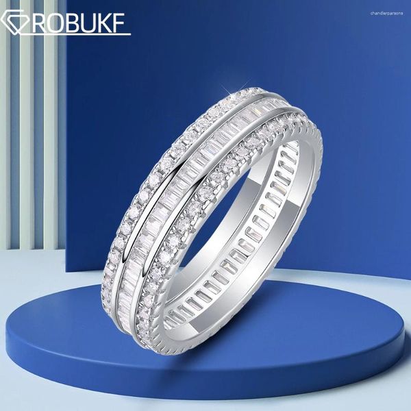 Anelli a grappolo D Colore All Moissanite Ring per donne 925 Sterling Sliver 18K White Gold Gold Eternity Band Band Engagement Wholesale all'ingrosso