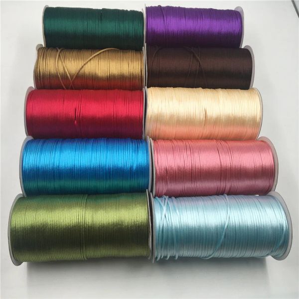 Armreifen 2mm 10225meter chinesische Knotenlinie Kabel Seide Satin Nylonkabel 35 Color für DIY -Schnur Halskette Armbänder