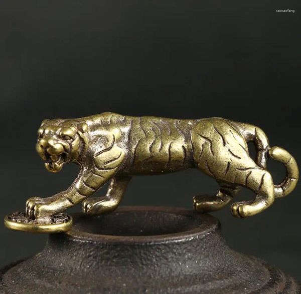 Dekorative Figuren reines Kupfer kleiner Bronze Schritt auf Geld Tiger kreatives Kunsthandwerk Ornamente