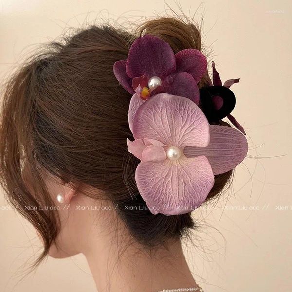 Kreatives Design Phalaenopsis Blumen Haar Kopfbedecke Frauen Mode Retro Perle Blumen übertriebene Haarnadelzubehör