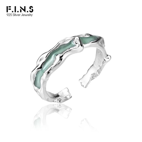 Ringe F.I.N.S Custom Order Emaille S925 Sterling Silber Unregelmäßiger Index mittelfing Finger Ringe für Frauen Männer Stapelbarer Partyschmuck