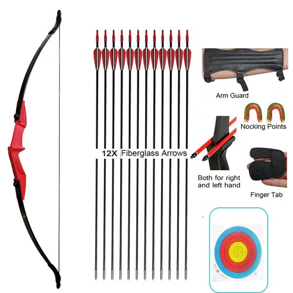 Freccia ricurve prua e freccia set da 20/30 libbre/40 libbre per bambini a destra e destro arco per la mano di caccia all'aperto.
