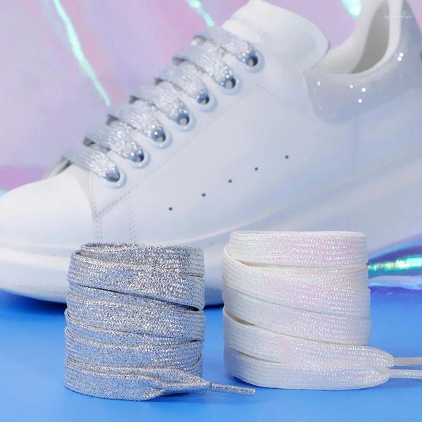 Parti di scarpe glitter Shoelature bianche di scarpe da ginnastica colorate Metallic Shiny Shiny Gold Show Silver Laces Sports Funzionamento