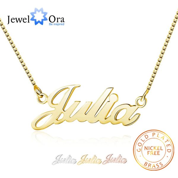 Colares de colar de identificação personalizada Colar 3 cores Colares de cobre para mulheres personalizadas seu nome Jóias Melhor Amigo Presente (NE102047)