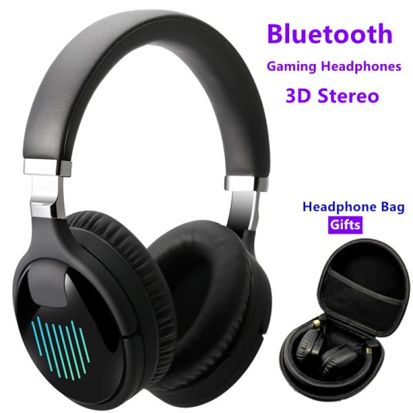 Affari da gioco Bluetooth Wireless Gaming Cuffie da gioco 3D Aurno di riduzione del rumore del suono 3D con custodia per borsa TF MIC FM TF