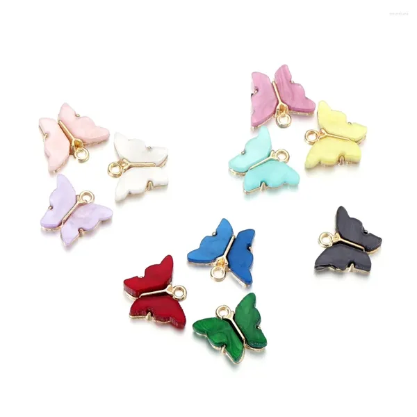 Charms 10pcs/Los Buntes Harz Acryltier Schmetterling Charme Schmuck Herstellung Anhänger Halsketten Ohrringe Armbänder DIY Accessoires