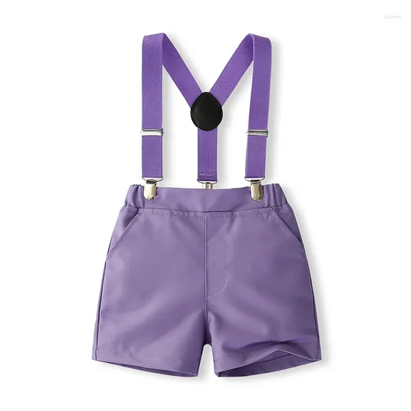 Kleidung Sets Baby Boys Kleidung Gentleman Outfits Anzüge für Sommerstreifen -Druck mit kurzem Ärmeln mit Fliege und Hossport -Shorts Set
