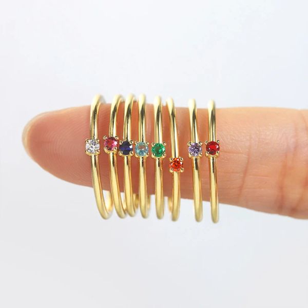 Bande piccole sottili anelli mignoli delicati per donne in oro colore zircronico fidanzamento nuziale anello di dito ad anello gioielleria di moda di gioia R246