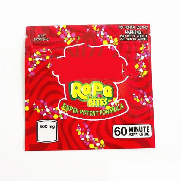 600 мг кусочки веревки упаковочные пакеты желоба Mylar сумки 500 мг упаковки конфеты съедобная упаковочная сумка