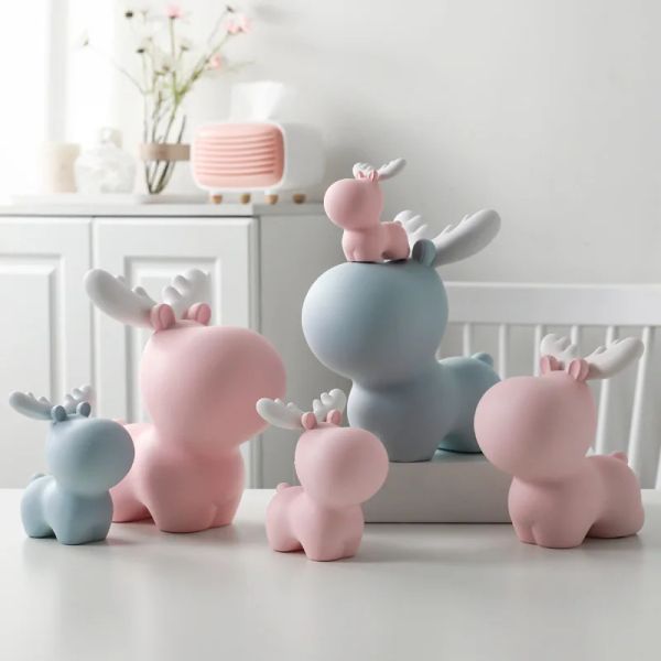 Scatole cartone animato grazioso piccolo cervo per piggy bank resina ornamenti creativi risparmio box decorazioni per la casa per bambini moneta moneta moneta