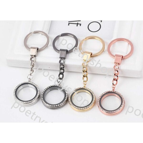 Keychains colhedores 10pcs/lote 30mm shinestones redondos redondos ting ting medalhão cadeias de vidro Charms magnéticos Chaços de medalhão