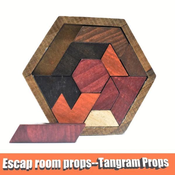 Blocks Escape Room Props Tangram adereços (11pcs Wooden) Sala de escape o jogo para controlar 60kg EM Lock (não incluir)