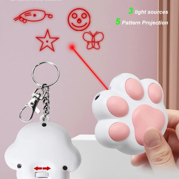 Pener Ponteiro 5 Padrões ajustáveis Treinamento Chaser Chaser Interactive Toy USB Toy a laser de gato recarregável para cães de gatos internos animais de estimação