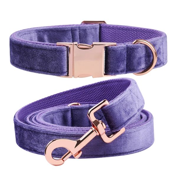 Colletti in stile unico zampe di velluto colletto per cane viola colletto collare per animali domestici regolabili e guinzaglio set per cane grande medio