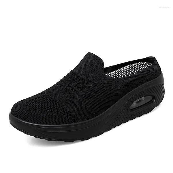 Scarpe casual moda primavera autunno donna piattaforma donna signora piatti folti calzino nero slip on dance