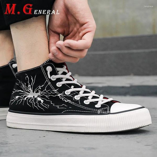 Fitness Shoes Summer Mens Casual Sneakers 2024 Black Vulcanized Canvas Men Footwear Board Sapato alto High Top C1