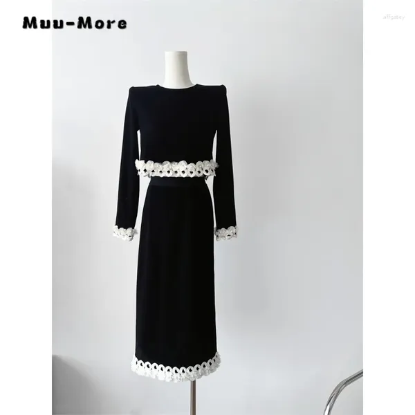 Vestidos de trabalho 2024 Spring Elegante Vintage Style 2 Peças Conjunto de mulheres Rould Roul