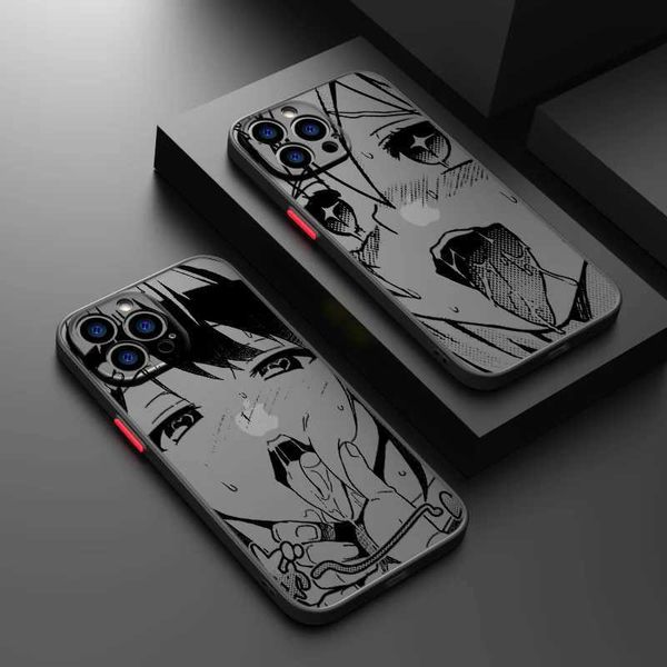 Бамперы мобильного телефона Ahegao Anime милый для iPhone 15 14 13 12 Mini 11 XS XR X 8 7 Pro Max Plus TPU Frosted Transceste Proflucent Phone Case Y240423