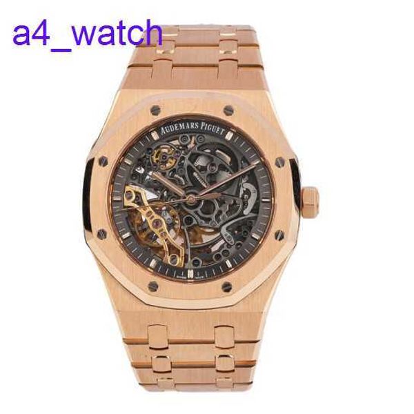 Orologio da polso moderno AP Royal Oak Series 15407or Rose Gold Hollow Double Pendulum Watch maschile per il tempo libero Sport meccanico Orologio meccanico