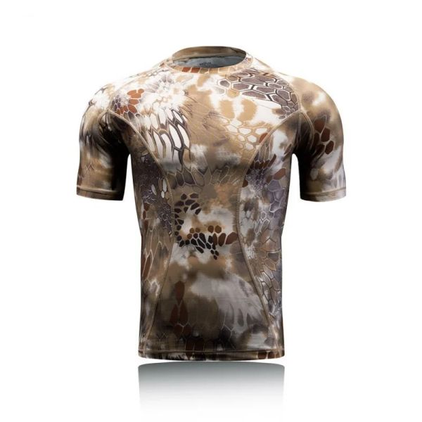 Calzature camuffato camuffato tattico camicia da compressione a maniche corte magliette da camicie camo rapido caccia esterna a secco escursionista