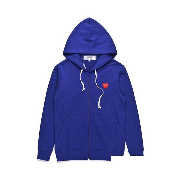 Herren Hoodies Sweatshirts Designer Com des Garcons spielen Sweatshirt CDG Red Heart Zip Up Hoodie Marke Navy Blue Size XL Drop Lieferung AP Dhulr