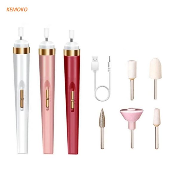 Pens mini moedor de unhas elétricas USB 5 em 1 arte portátil de manicure elétrica