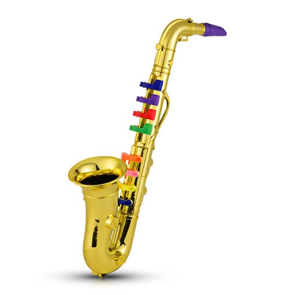 Sassofono sassofono per bambini addominali sassofono oro metallico con sax a 8 chiavi colorate