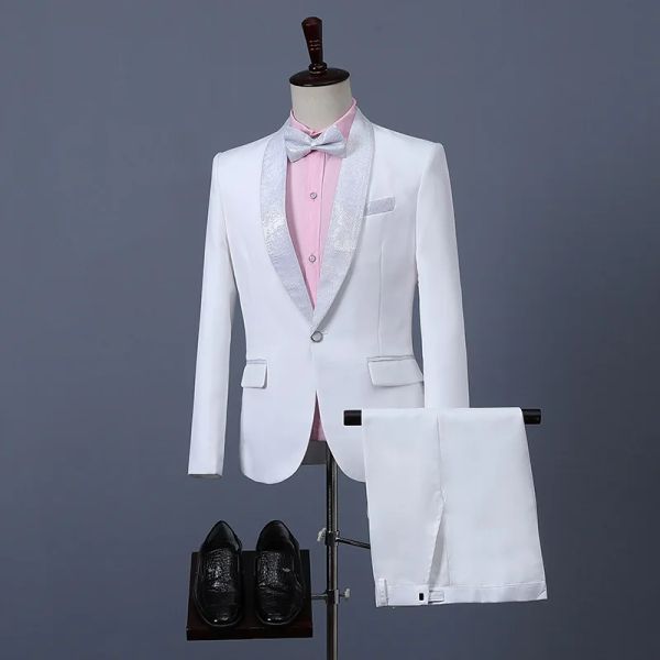 Костюмы 2023 Новый костюм мужской тройной костюм корейский костюм Слим белый профессионал лучшего человека жениха с галстуком -галстуком