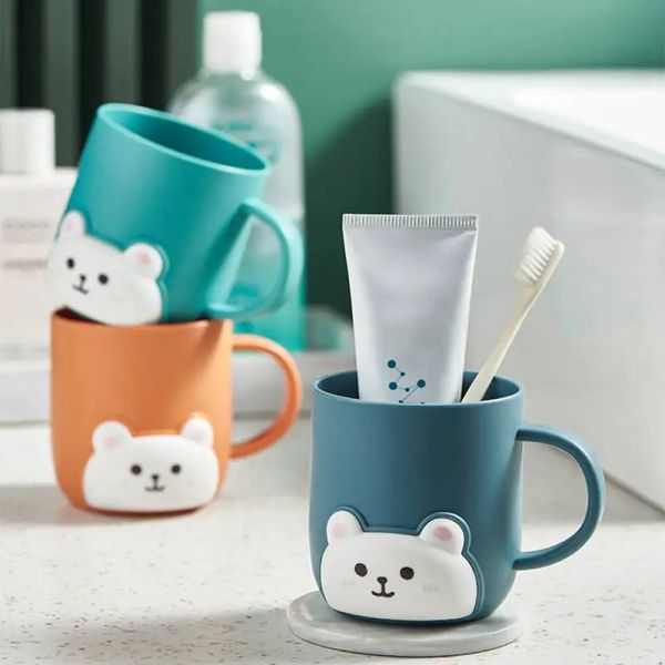 Zahnbürste Badezimmer Becher Tassen für Kinder Unzerbrechlich niedliches Cartoon Bären Design Trinkbecher Kleinkind Zahnbürstenbecher für Home School Geschenke