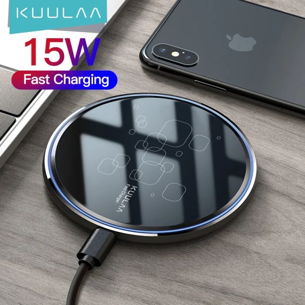 Chargers Kuulaa 15W Qi беспроводное зарядное устройство для Xiaomi Mi 9 Pro Mirror Беспроводная зарядная площадка быстрое зарядное устройство для iPhone 11 12 x Pro Max 8 Plus