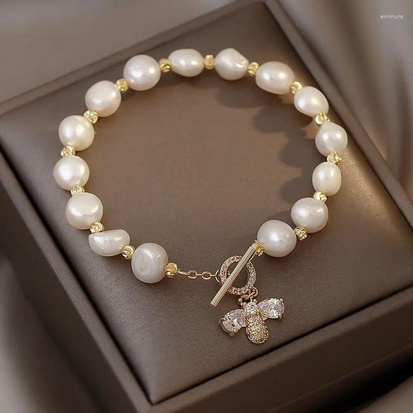 Braccialetti di fascino imitazione della moda coreana Pearl per ragazza regalo di compleanno regalo strass ape bracciale donne squisite accessori per gioielli