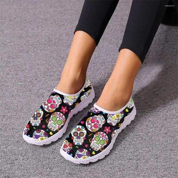 Casual Schuhe Halloween Geschenke gruselige Schädel Blumen Cartoon Muster Frauen Frühling Herbst Sneakers Marke Designs Trend bequem weich