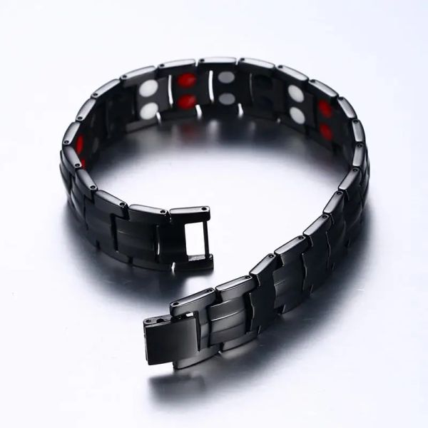 Пяния чернокожие титановые магнитные браслеты мужская цепь звенья здоровье энергия Магнитный титановый браслет Гермайя -магнит.